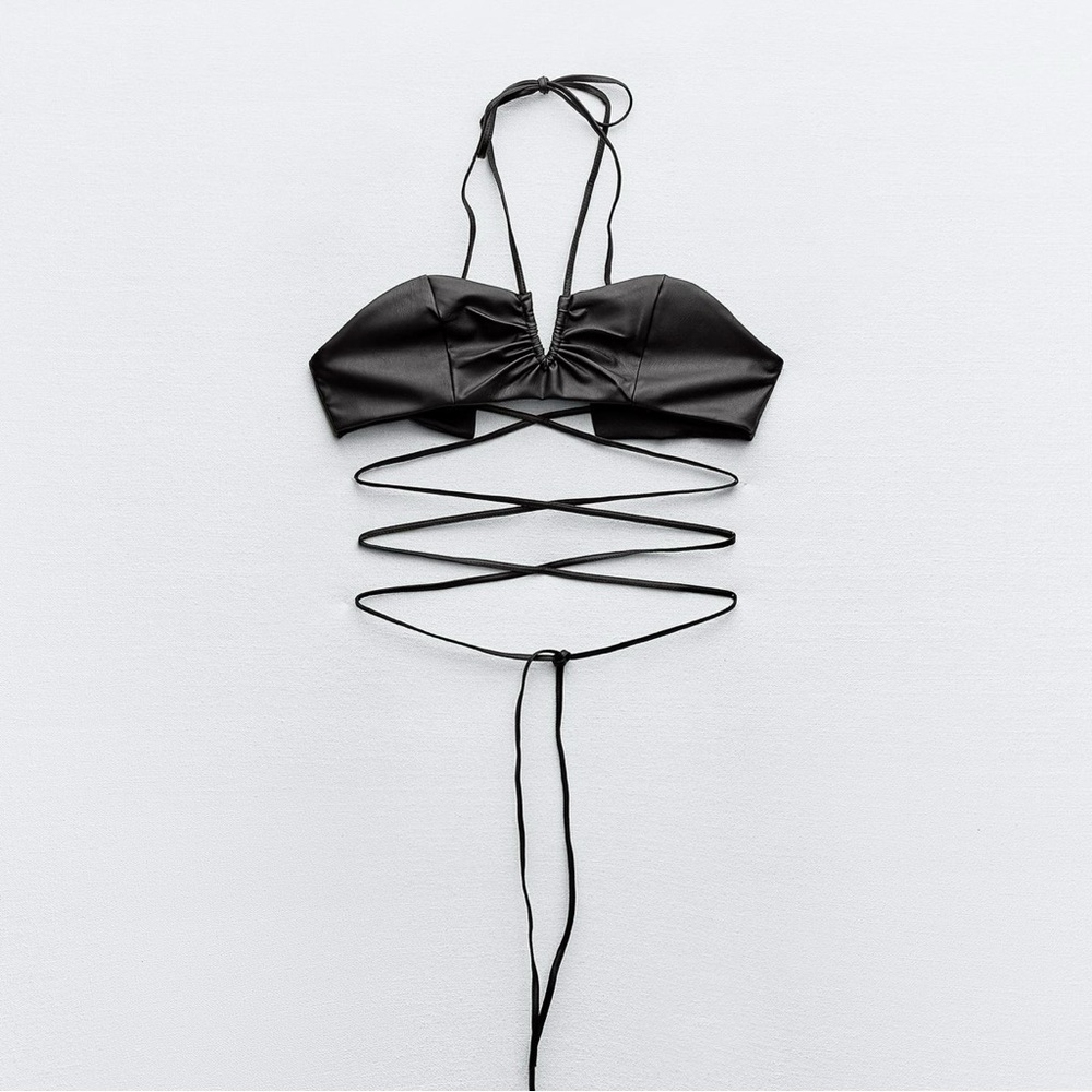 ZARA FAUX LEATHER STRAPPY TOP